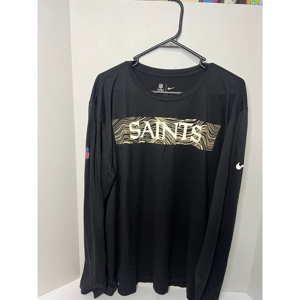 Nike NFL Saints Black Performance Athletic Long Sleeve Dri-Fit Training Shirt